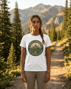 Trail Seeker mountain badge T-Shirt | Hiking outdoors adventure tee | SummitPine