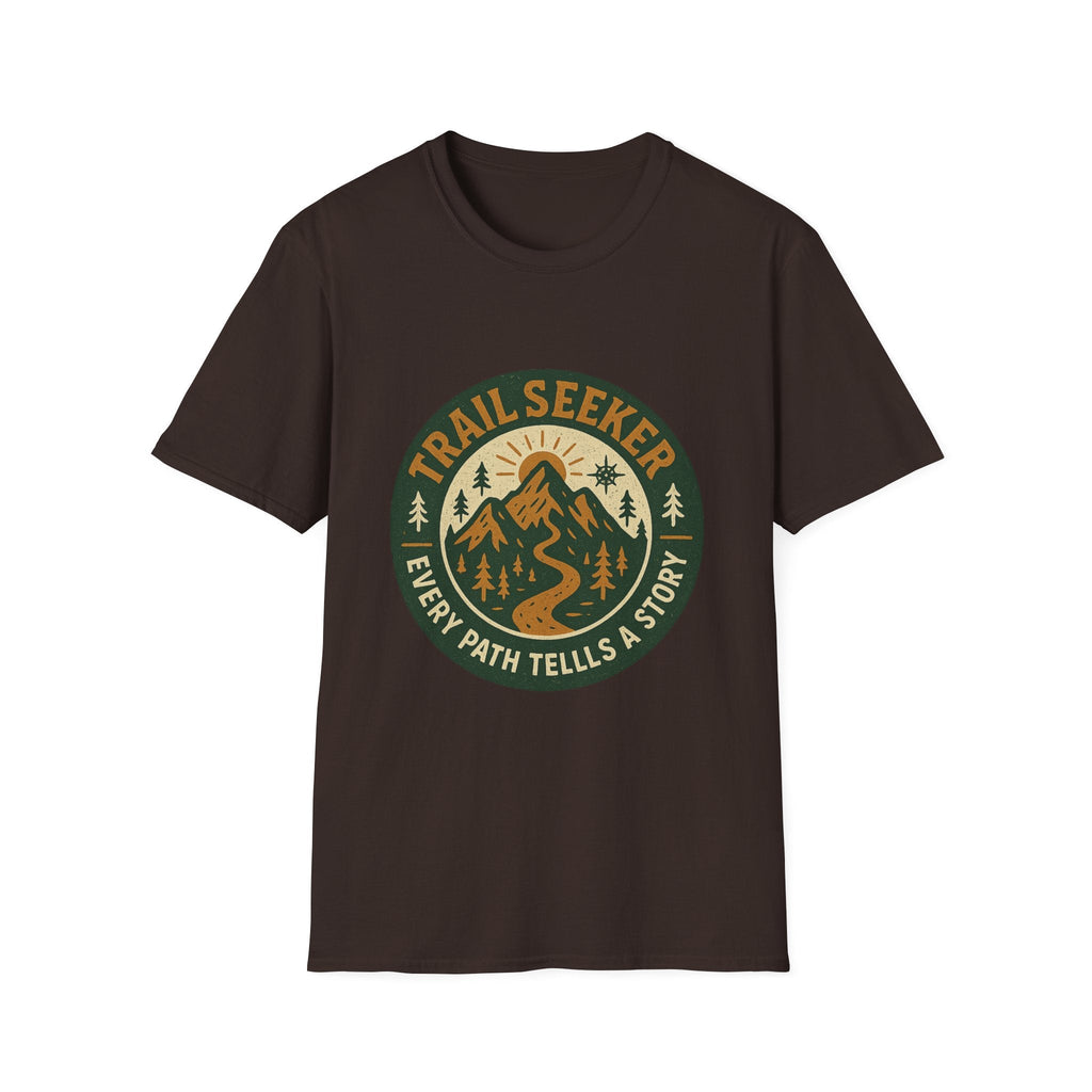Trail Seeker mountain badge T-Shirt | Hiking outdoors adventure tee | SummitPine