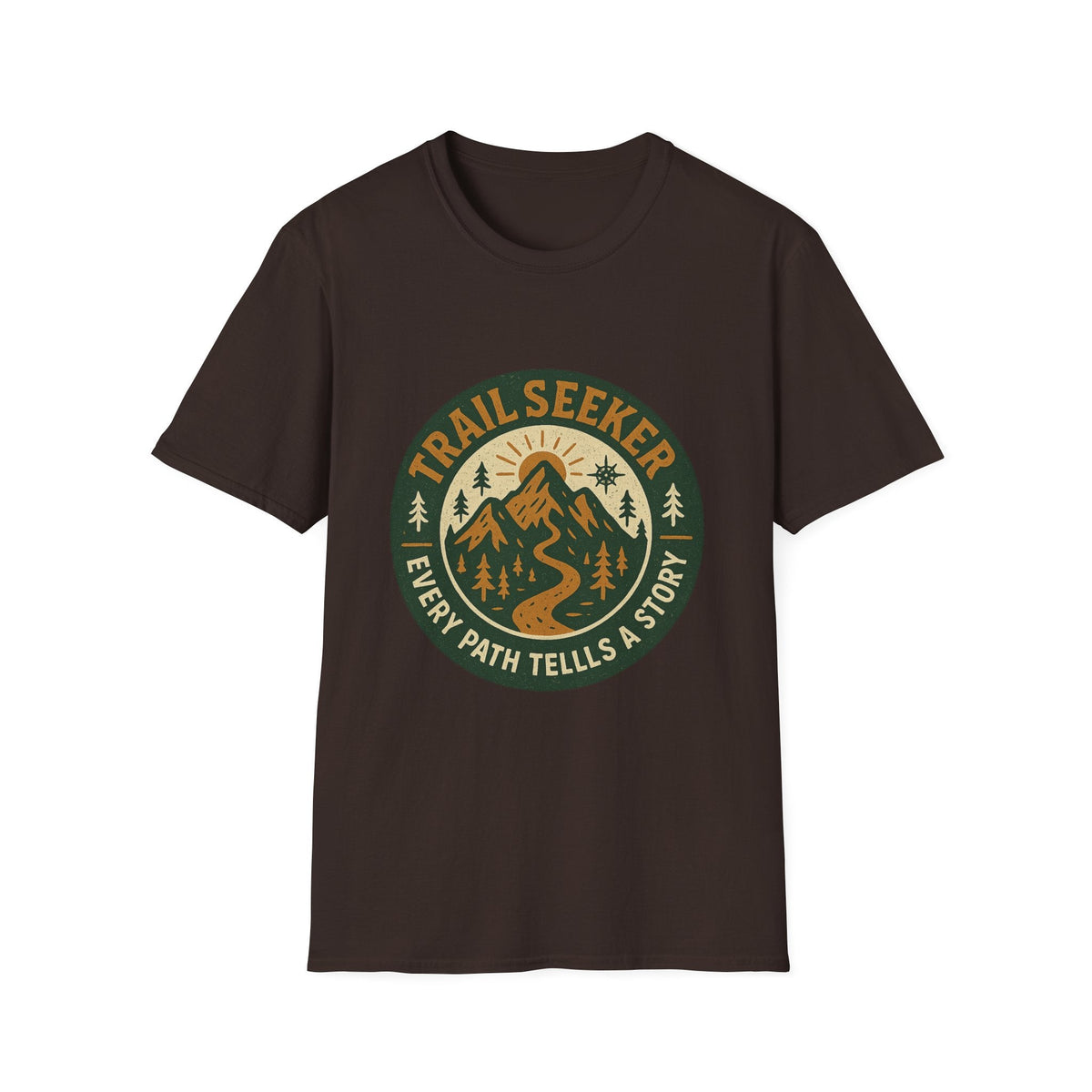 Trail Seeker mountain badge T-Shirt | Hiking outdoors adventure tee | SummitPine