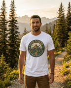 Trail Seeker mountain badge T-Shirt | Hiking outdoors adventure tee | SummitPine