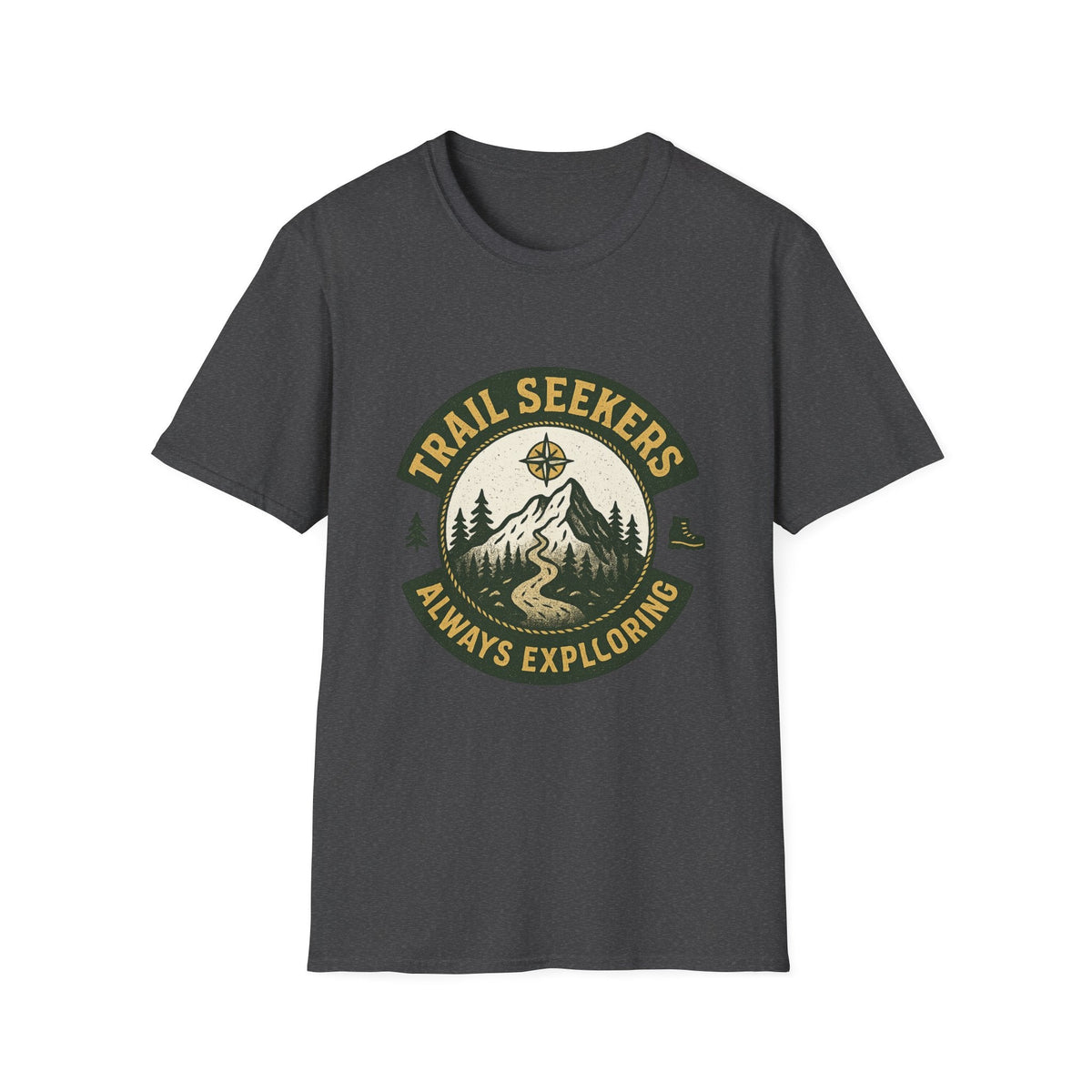 Trail Seekers mountain compass graphic T-Shirt | Adventure hiking design | SummitPine