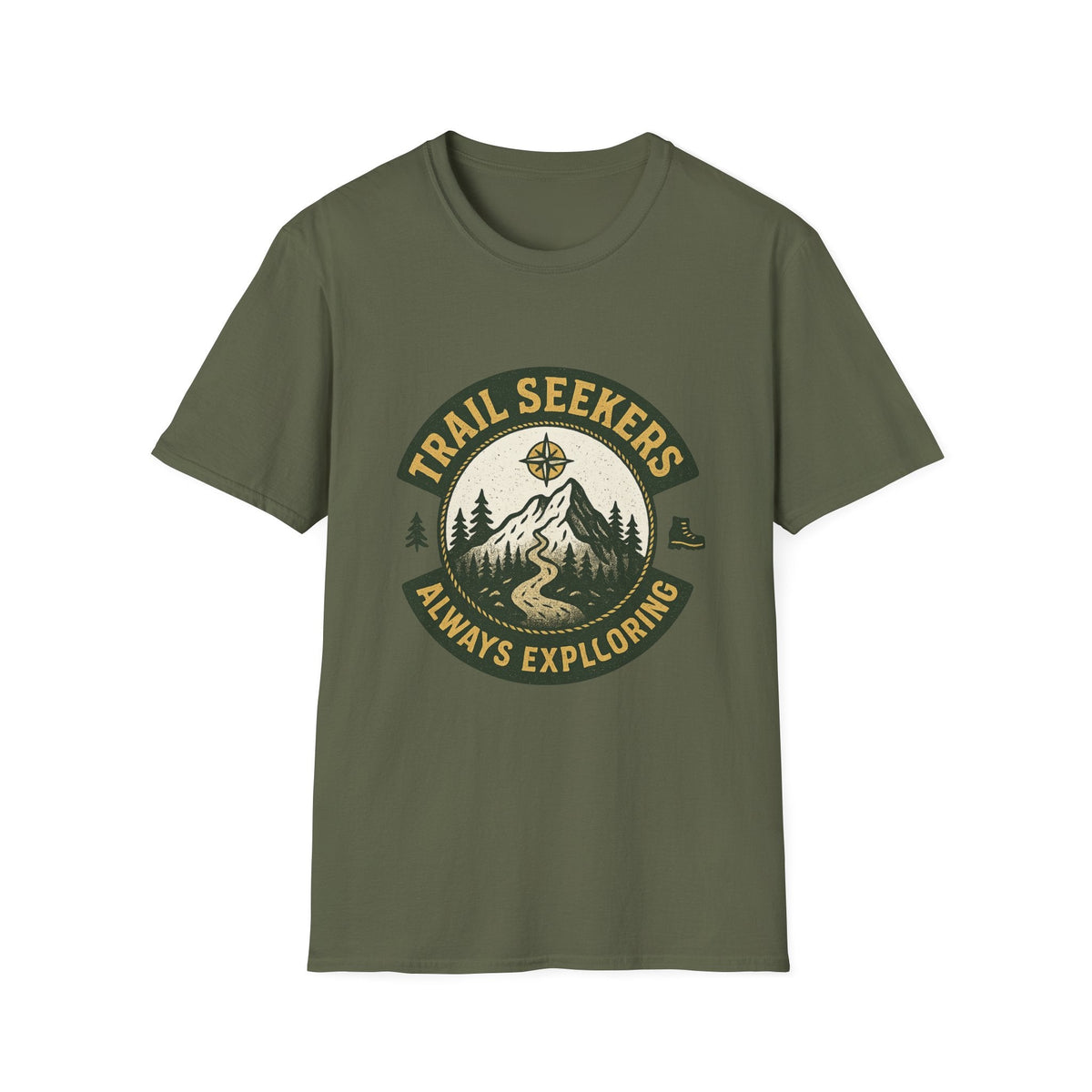 Trail Seekers mountain compass graphic T-Shirt | Adventure hiking design | SummitPine