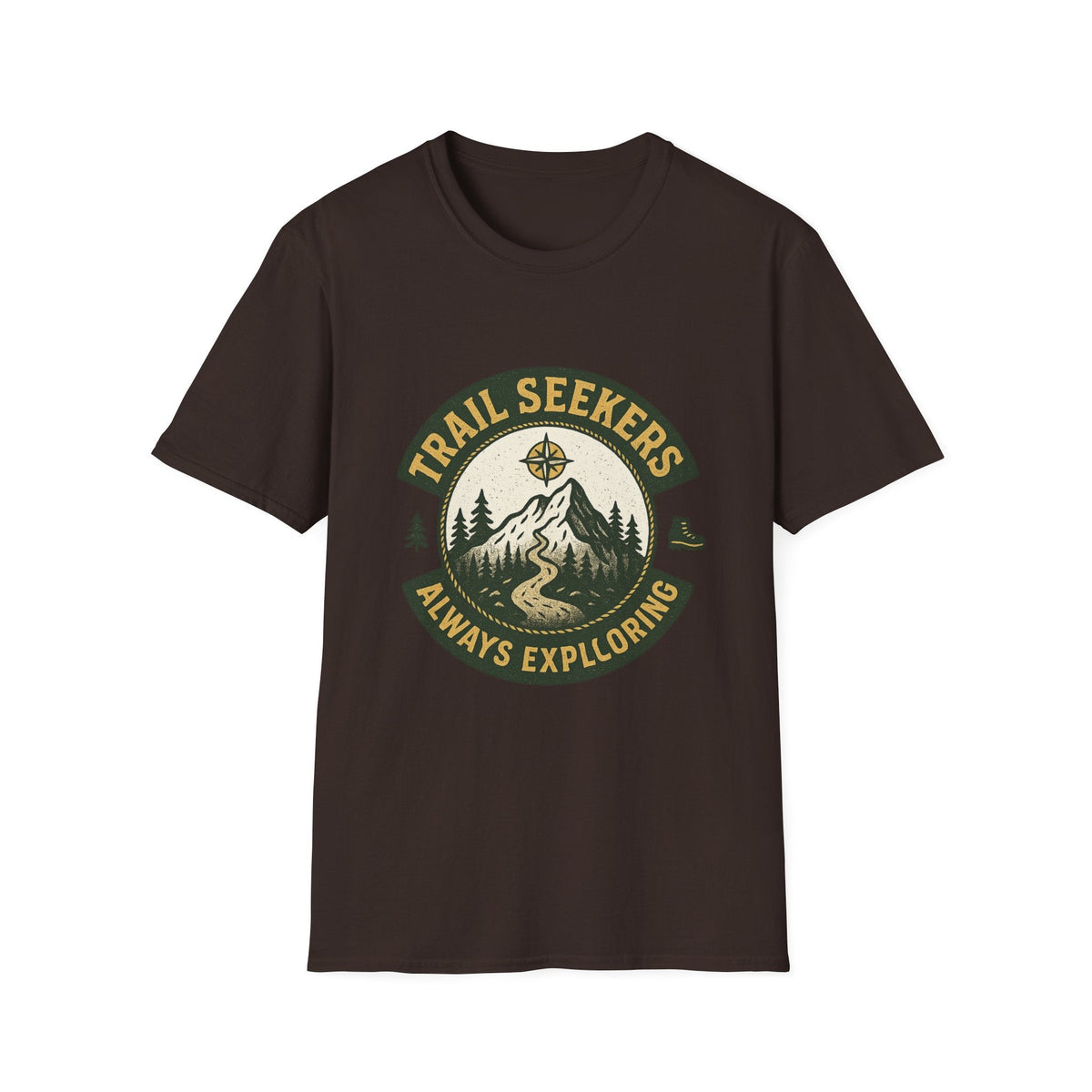 Trail Seekers mountain compass graphic T-Shirt | Adventure hiking design | SummitPine