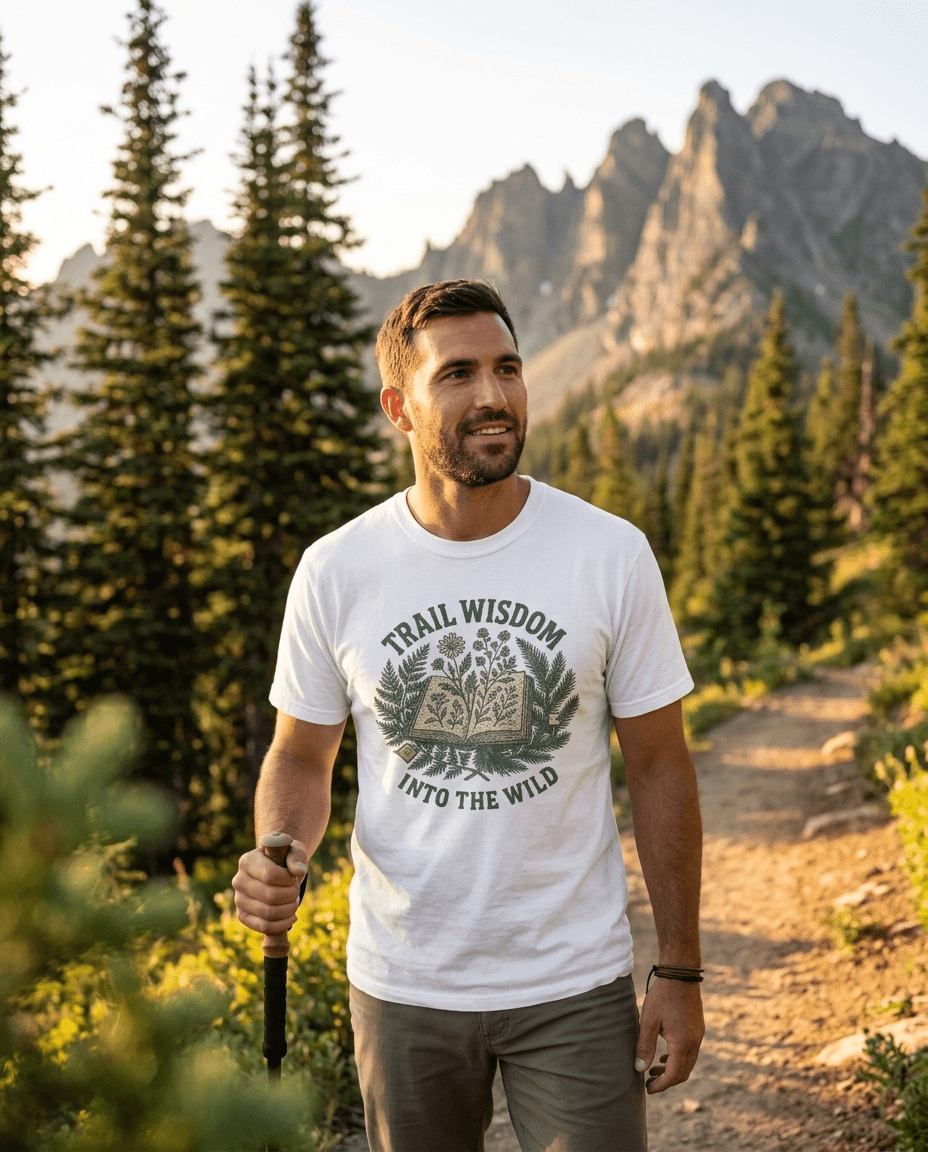 Trail Wisdom book and herbs T-Shirt | Into the Wild nature tee | SummitPine