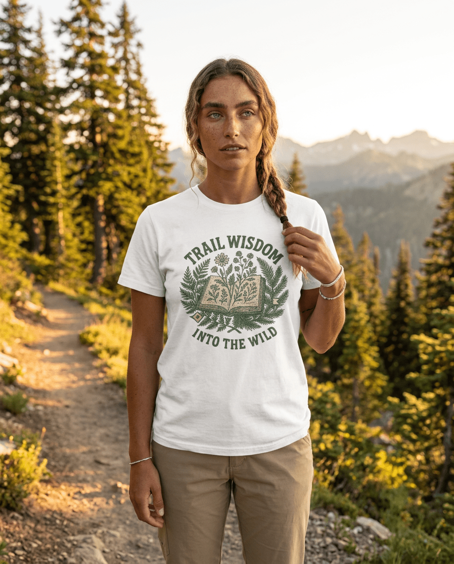 Trail Wisdom book and herbs T-Shirt | Into the Wild nature tee | SummitPine