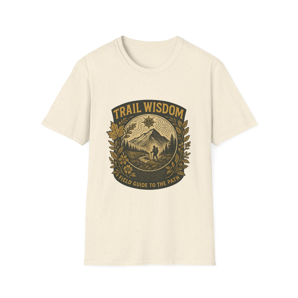 Trail Wisdom hiking badge T-Shirt | mountain compass outdoors design | SummitPine
