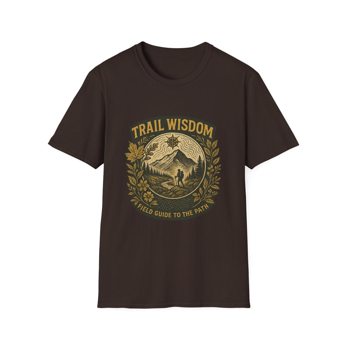 Trail Wisdom hiking badge T-Shirt | mountain compass outdoors design | SummitPine