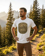 Trail Wisdom mountain badge T-Shirt | hiking nature design | SummitPine