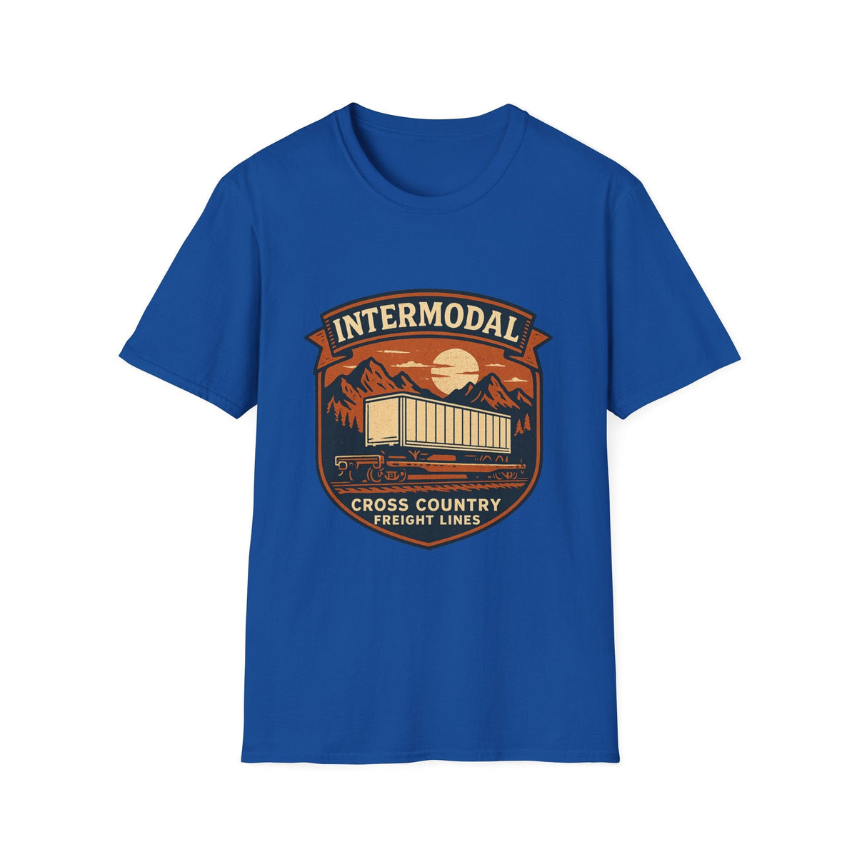 Vintage Freight Train T-Shirt | Retro Railroad Graphic Tee | Americana Mountain Sunset Shirt | SummitPine