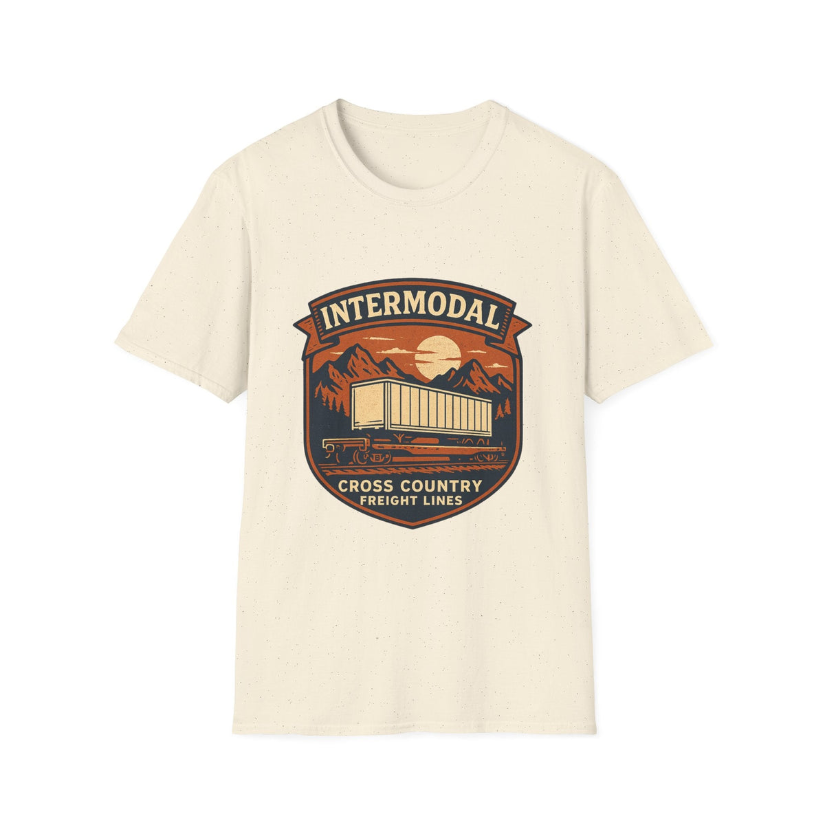 Vintage Freight Train T-Shirt | Retro Railroad Graphic Tee | Americana Mountain Sunset Shirt | SummitPine