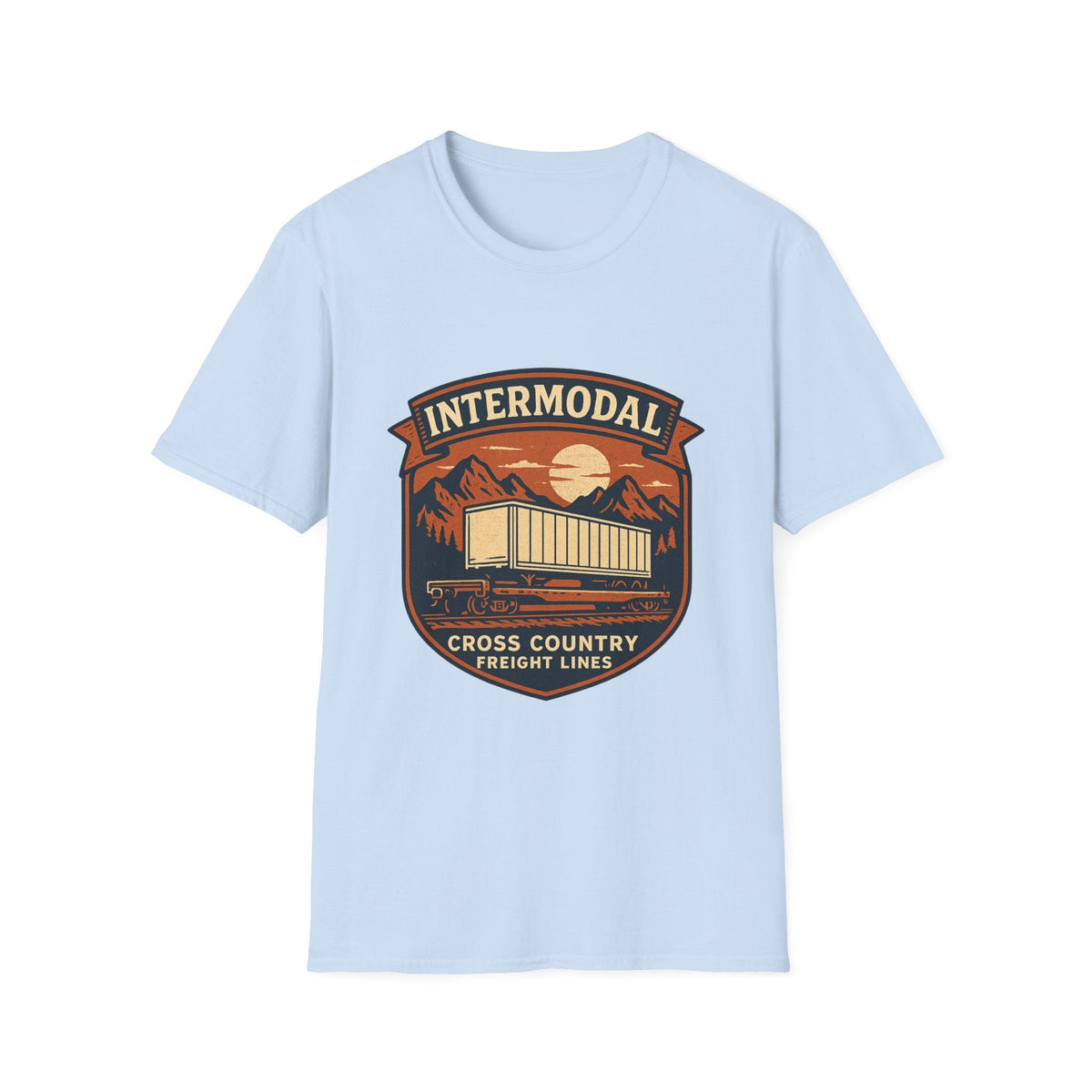 Vintage Freight Train T-Shirt | Retro Railroad Graphic Tee | Americana Mountain Sunset Shirt | SummitPine