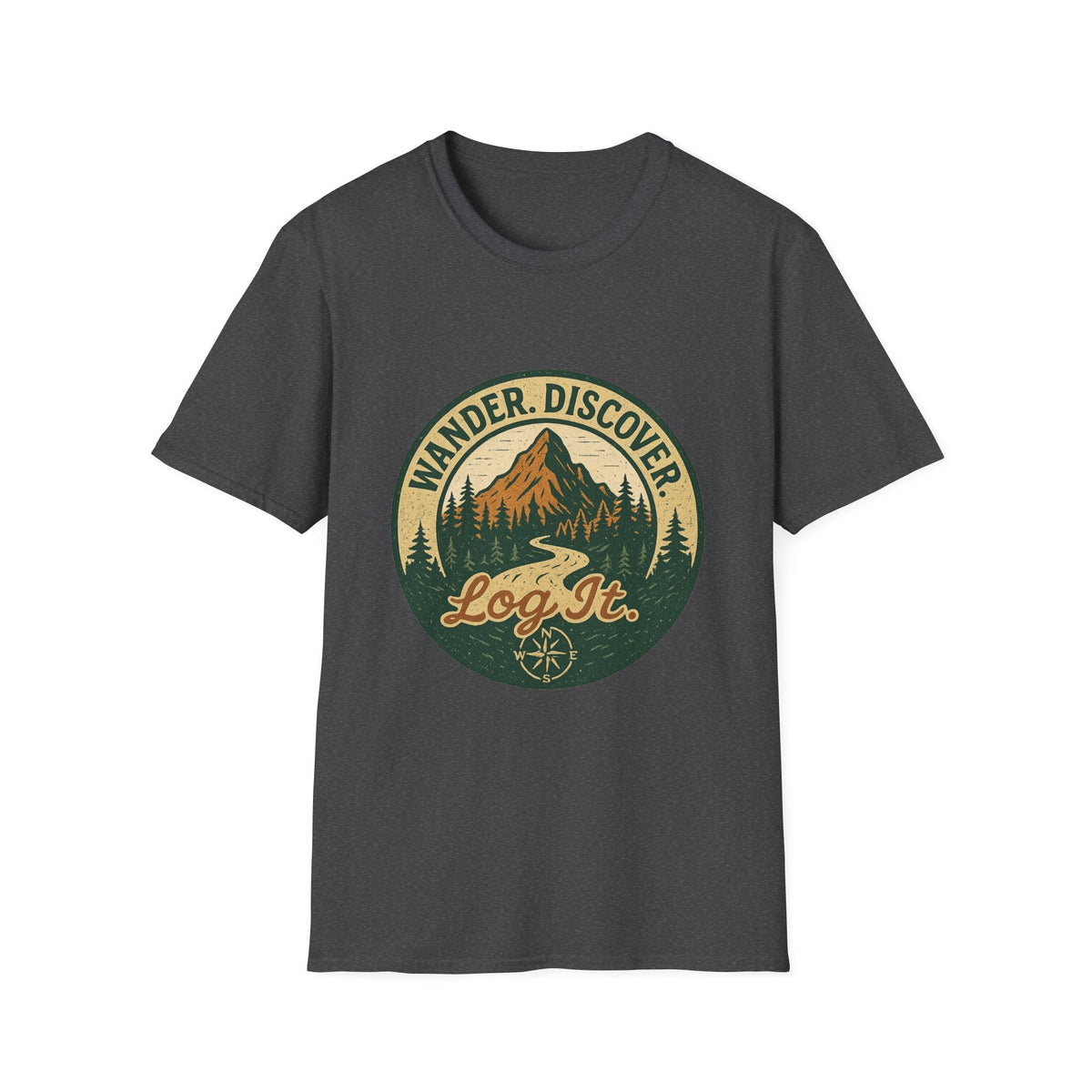 Wander Discover Mountain Patch T-Shirt | Outdoor Hiking Graphic Tee | SummitPine
