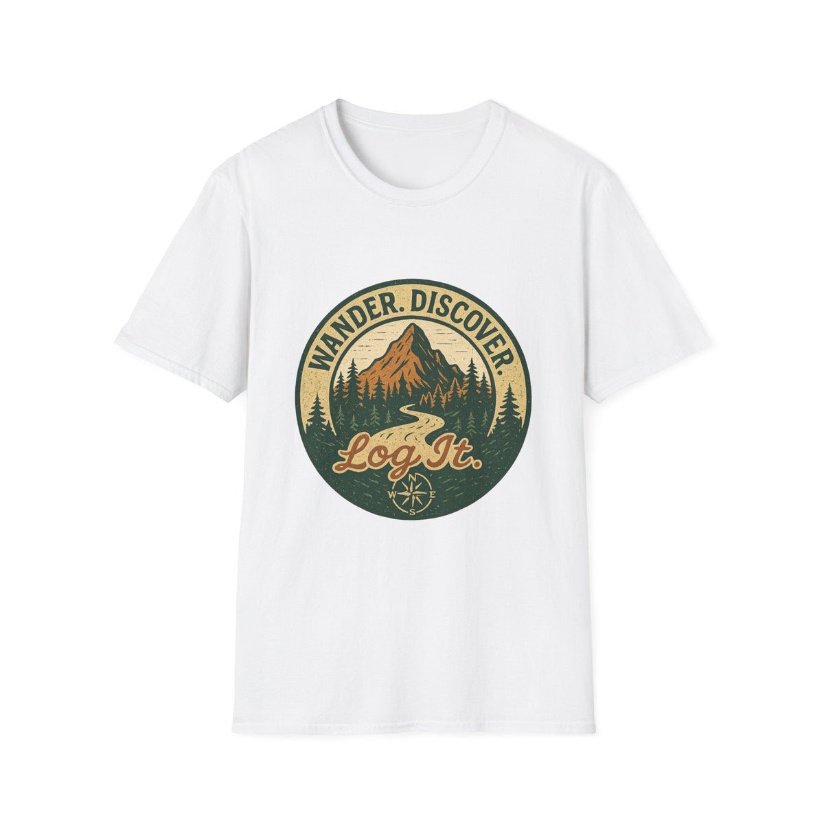 Wander Discover Mountain Patch T-Shirt | Outdoor Hiking Graphic Tee | SummitPine
