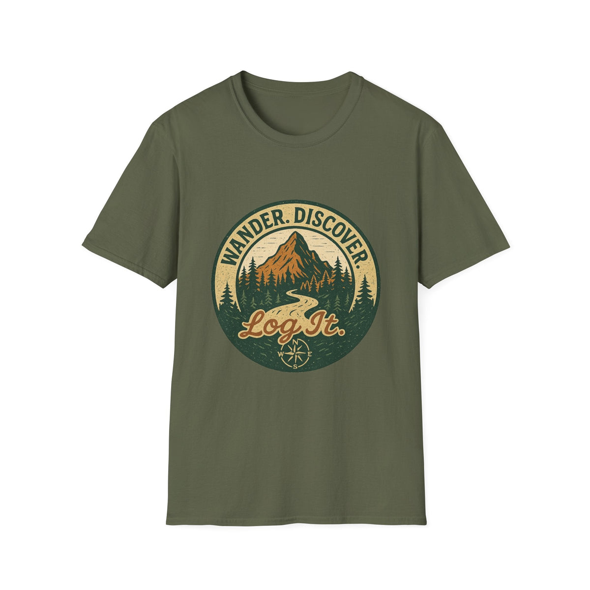 Wander Discover Mountain Patch T-Shirt | Outdoor Hiking Graphic Tee | SummitPine