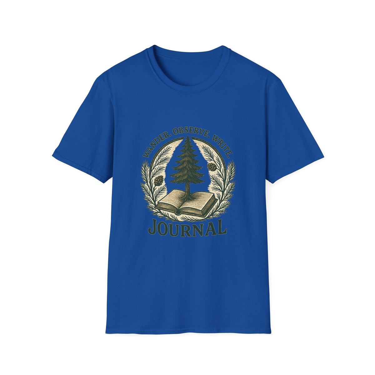 Wander Observe Write Journal T-Shirt | Nature Tree, Pinecone, Botanical Design | SummitPine