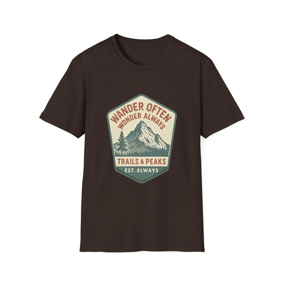 Wander Often Wonder Always Mountain Badge T-Shirt | Trails & Peaks Tee | SummitPine