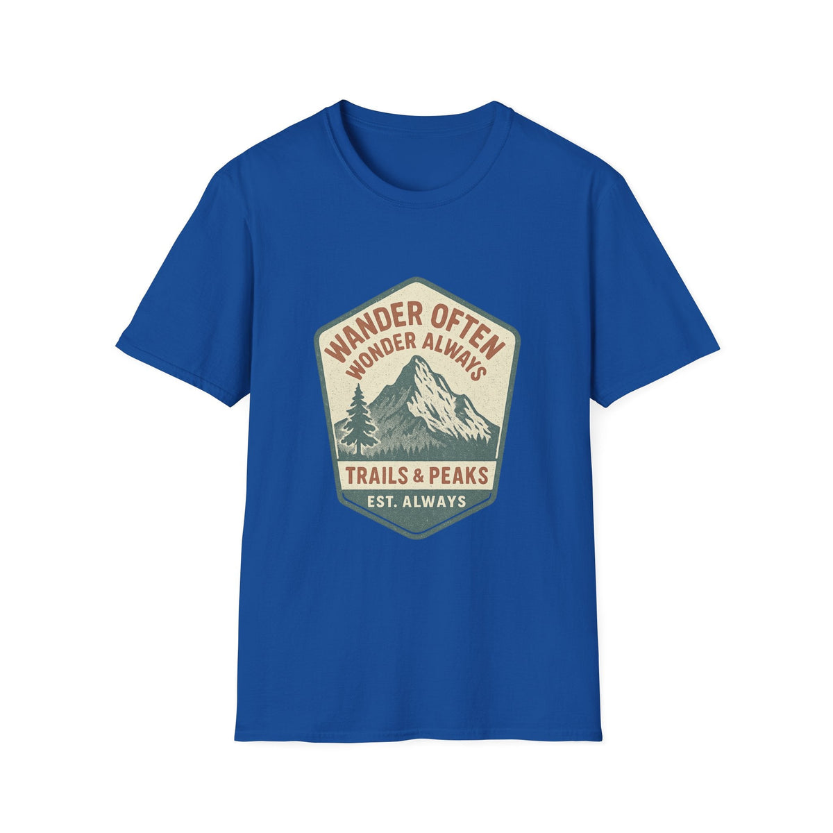 Wander Often Wonder Always Mountain Badge T-Shirt | Trails & Peaks Tee | SummitPine