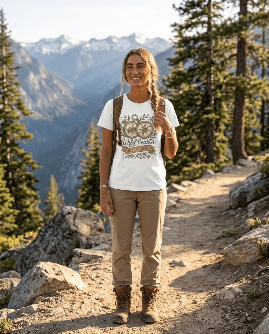 Wild Hearts Compass illustration T-Shirt | Adventure, Nature, Travel | SummitPine