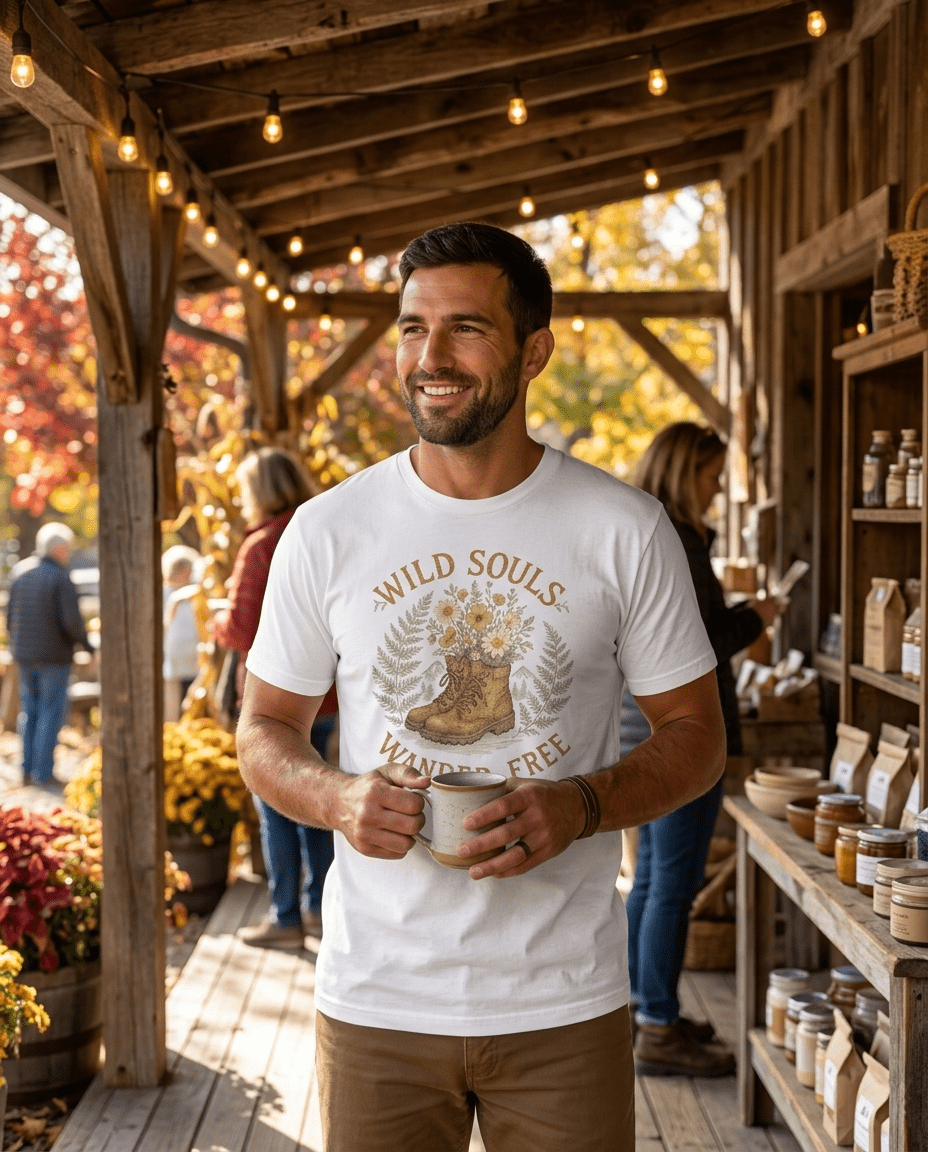Wild Souls boot with flowers T-Shirt | wander free floral graphic | SummitPine