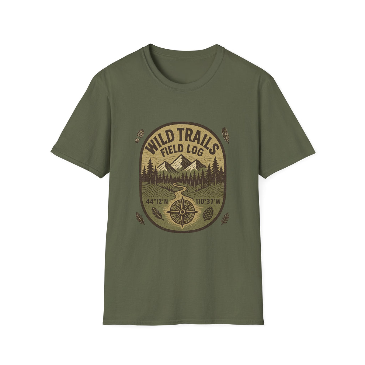 Wild Trails Field Log T-Shirt | Mountain Hiking Badge, Outdoor Adventure Tee | SummitPine