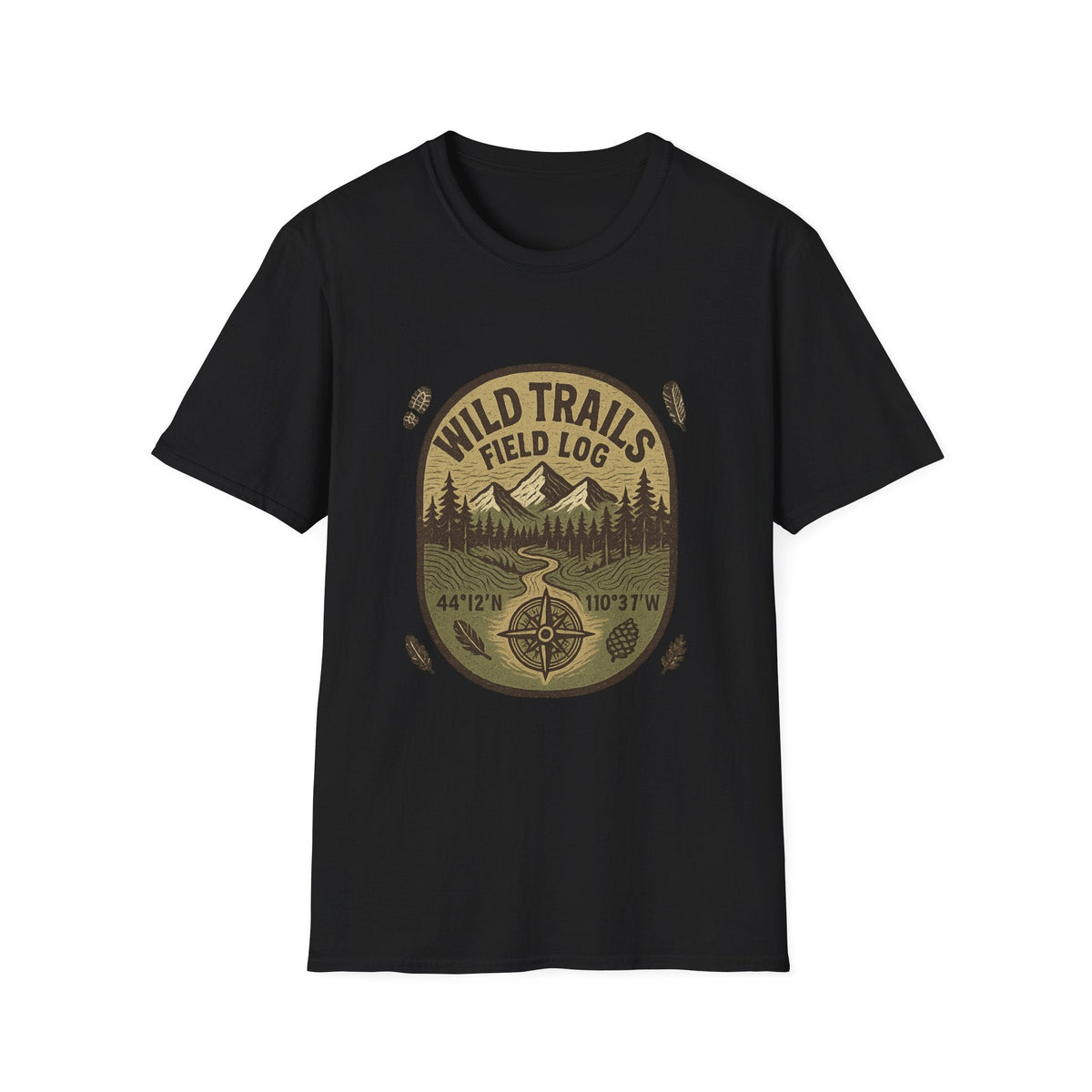 Wild Trails Field Log T-Shirt | Mountain Hiking Badge, Outdoor Adventure Tee | SummitPine