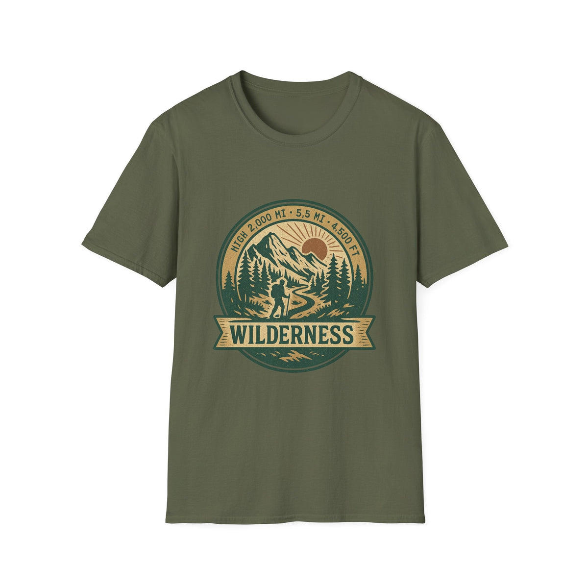 Wilderness Mountains Graphic T-Shirt | Hiking Badge Retro Outdoor Tee | SummitPine