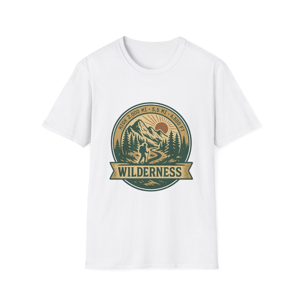 Wilderness Mountains Graphic T-Shirt | Hiking Badge Retro Outdoor Tee | SummitPine