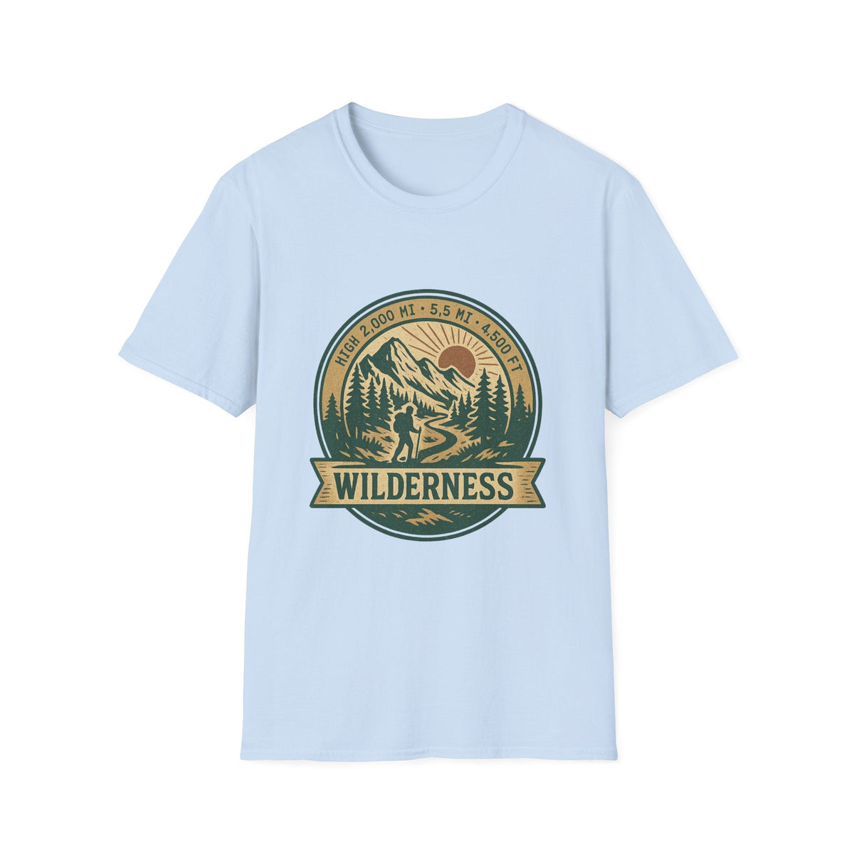 Wilderness Mountains Graphic T-Shirt | Hiking Badge Retro Outdoor Tee | SummitPine