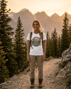 Wilderness Mountains Graphic T-Shirt | Hiking Badge Retro Outdoor Tee | SummitPine