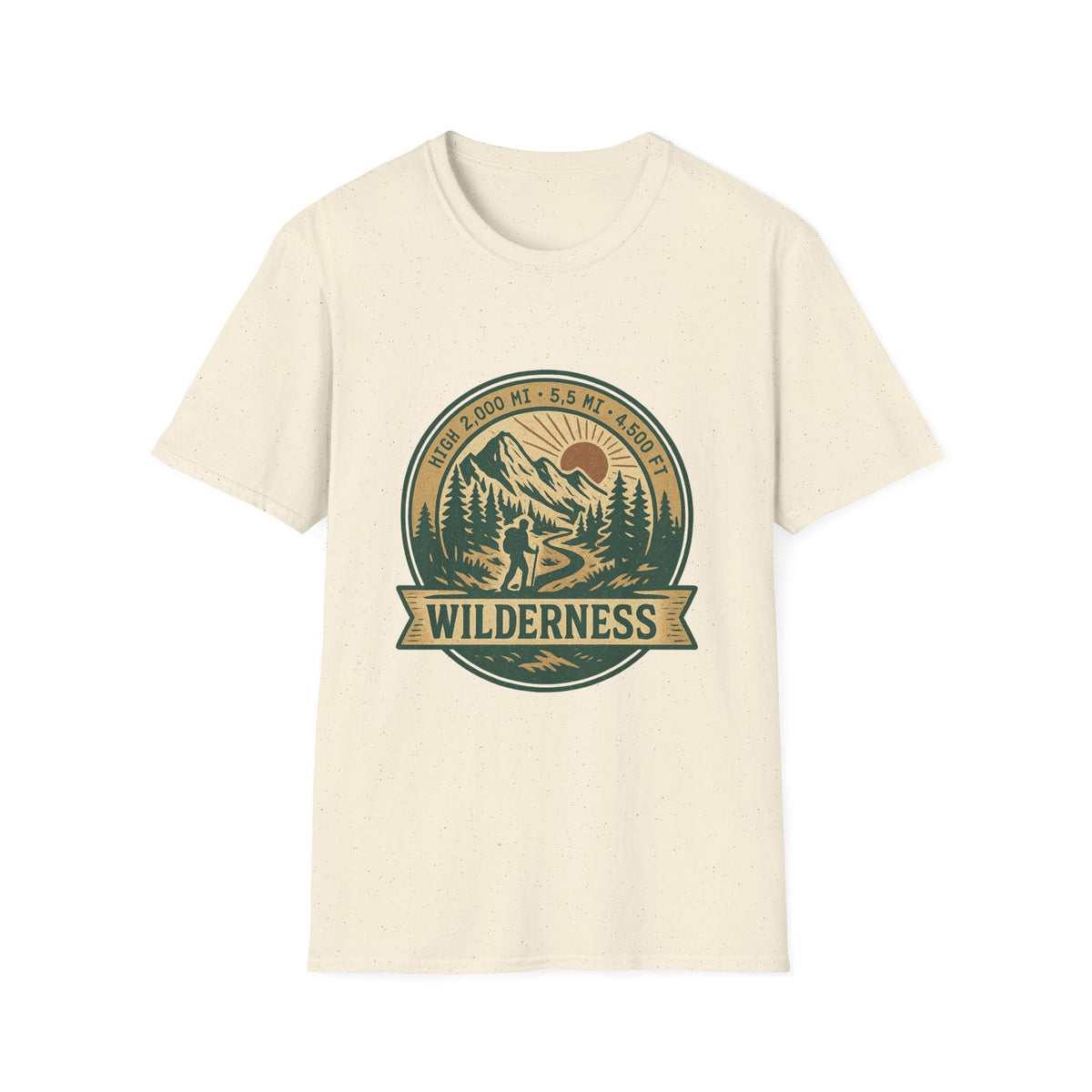 Wilderness Mountains Graphic T-Shirt | Hiking Badge Retro Outdoor Tee | SummitPine