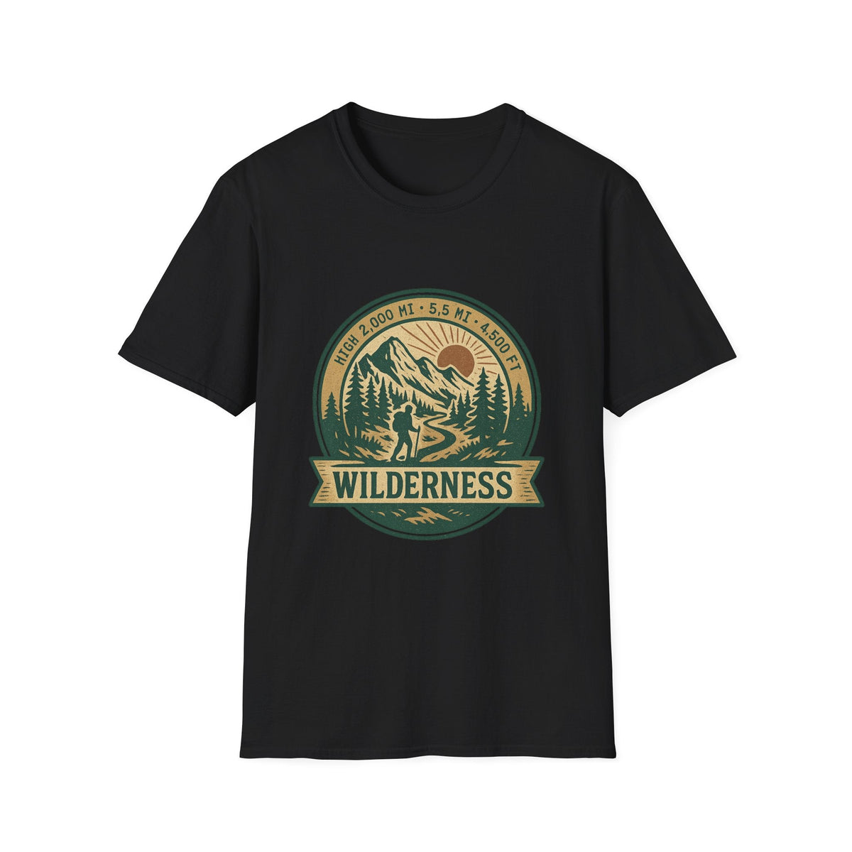 Wilderness Mountains Graphic T-Shirt | Hiking Badge Retro Outdoor Tee | SummitPine
