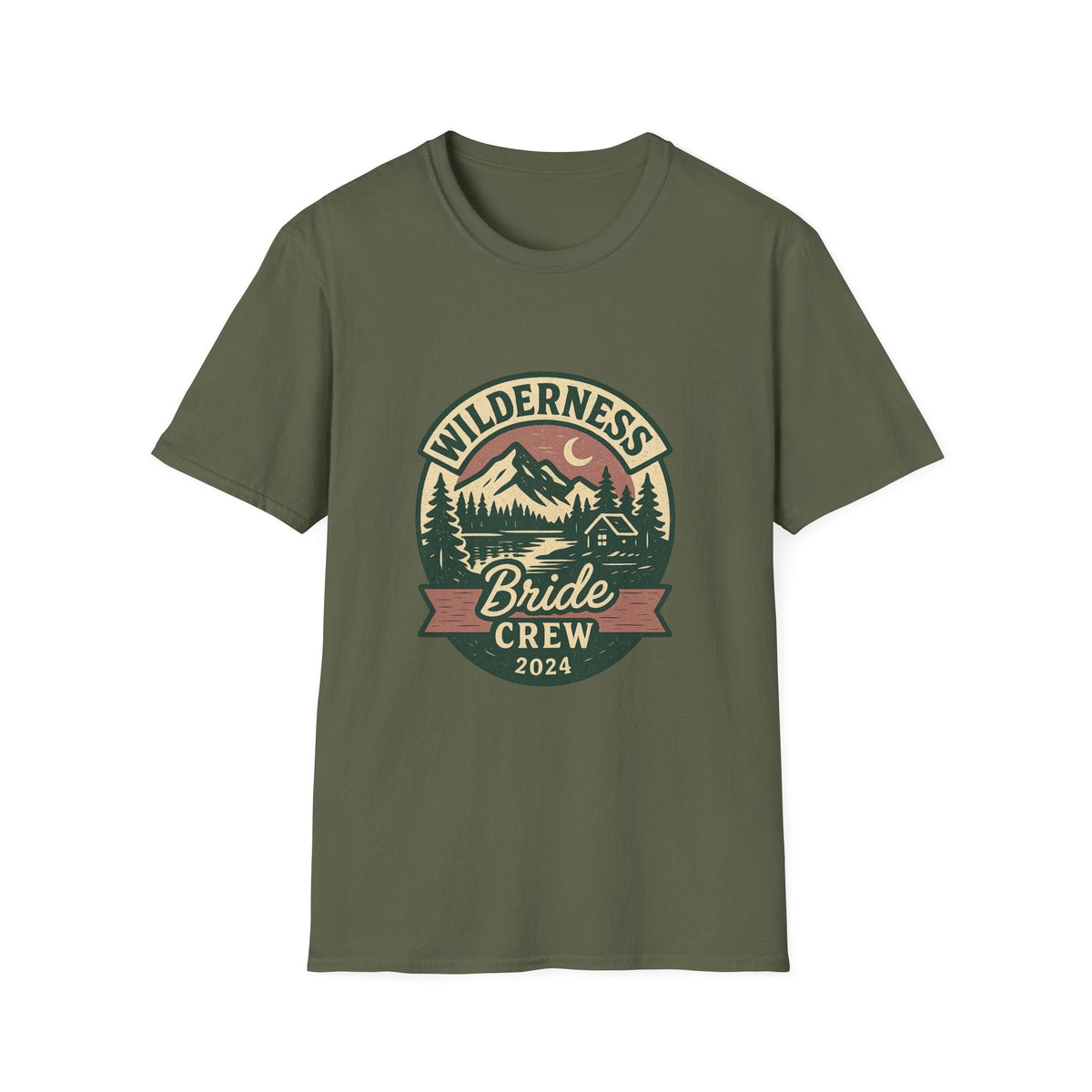 Wilderness Mountains Nightscapes T-Shirt | Bride Crew 2024 Badge | SummitPine