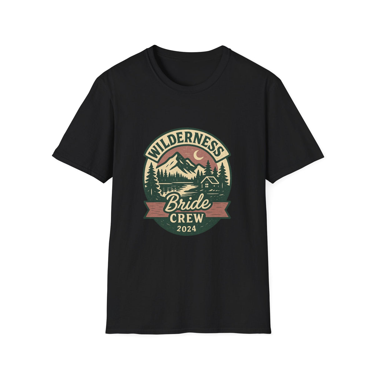 Wilderness Mountains Nightscapes T-Shirt | Bride Crew 2024 Badge | SummitPine