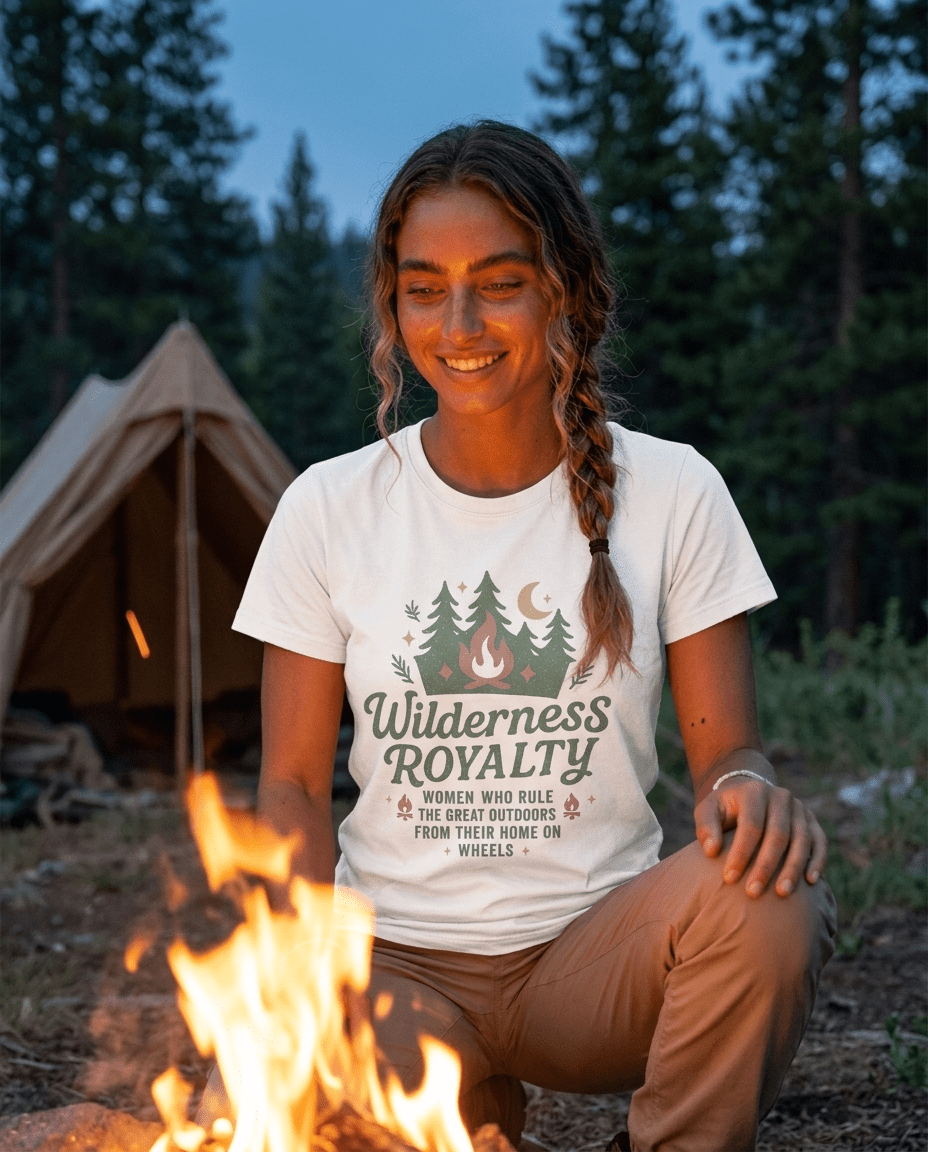 Wilderness Royalty T-Shirt | Campfire Trees Moon Outdoor Adventure | SummitPine