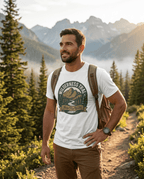 Wilderness Trail mountain badge T-Shirt | camping outdoors hiking design | SummitPine