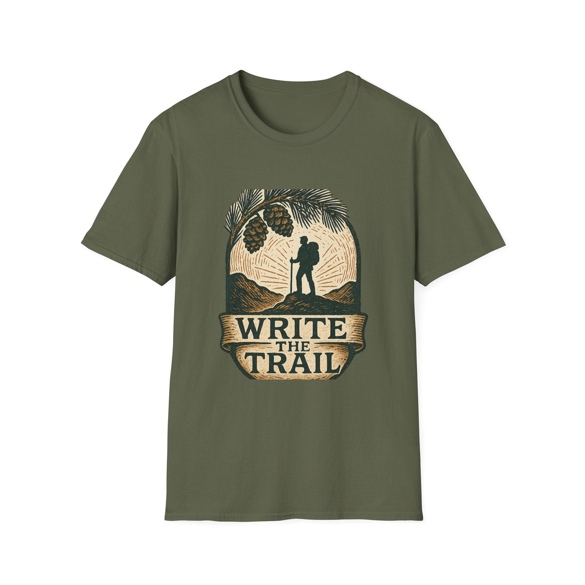 Write the Trail Hiking Shirt | Outdoor Pinecone Hiker Graphic Tee | SummitPine
