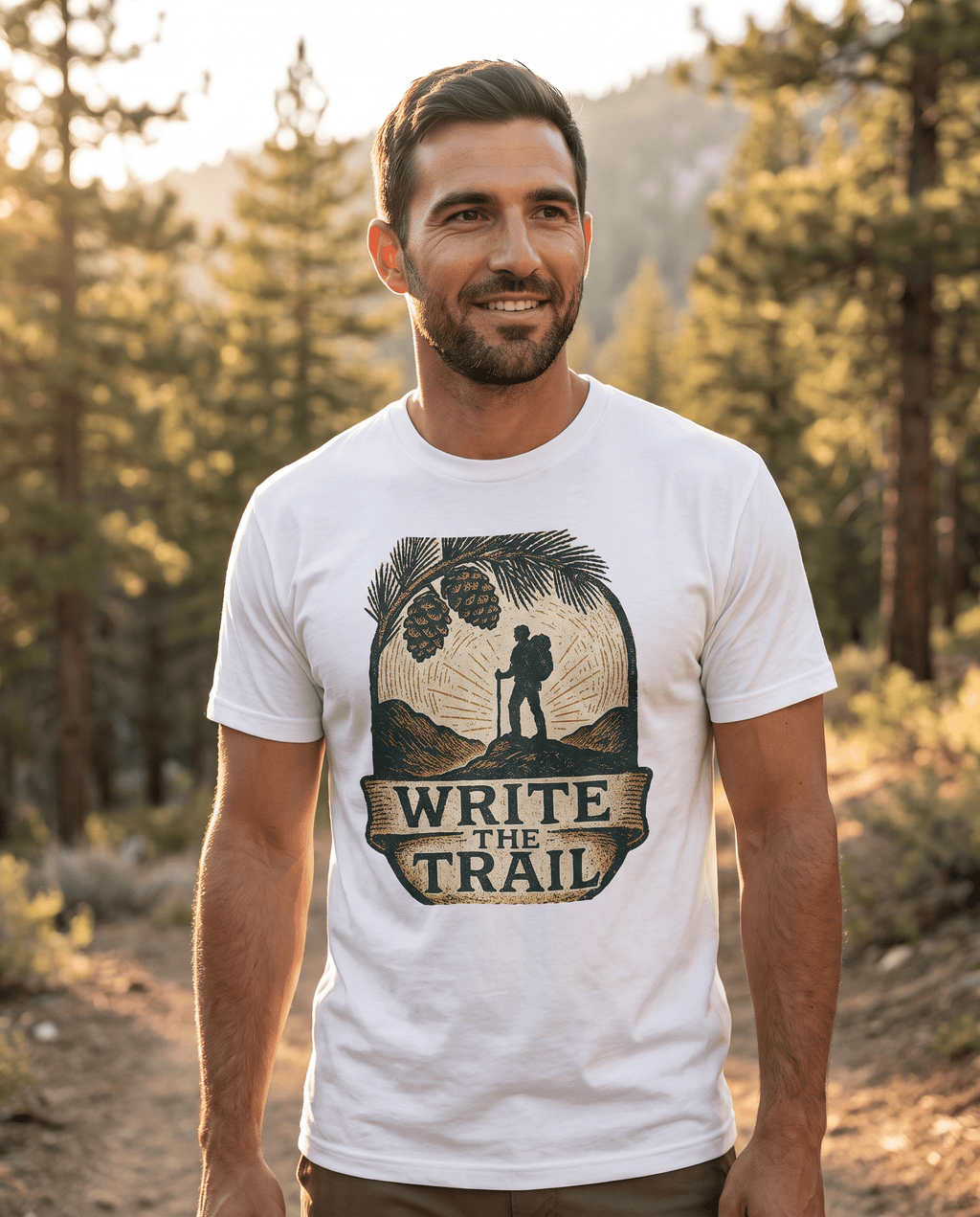 Write the Trail Hiking Shirt | Outdoor Pinecone Hiker Graphic Tee | SummitPine